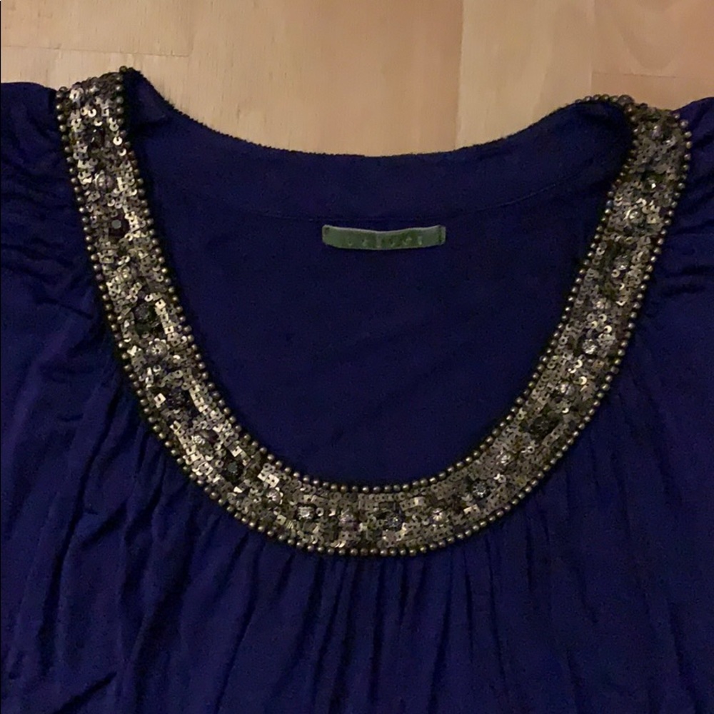 Royal Purple VELVET Brand Embellished Top - Picture 2 of 4